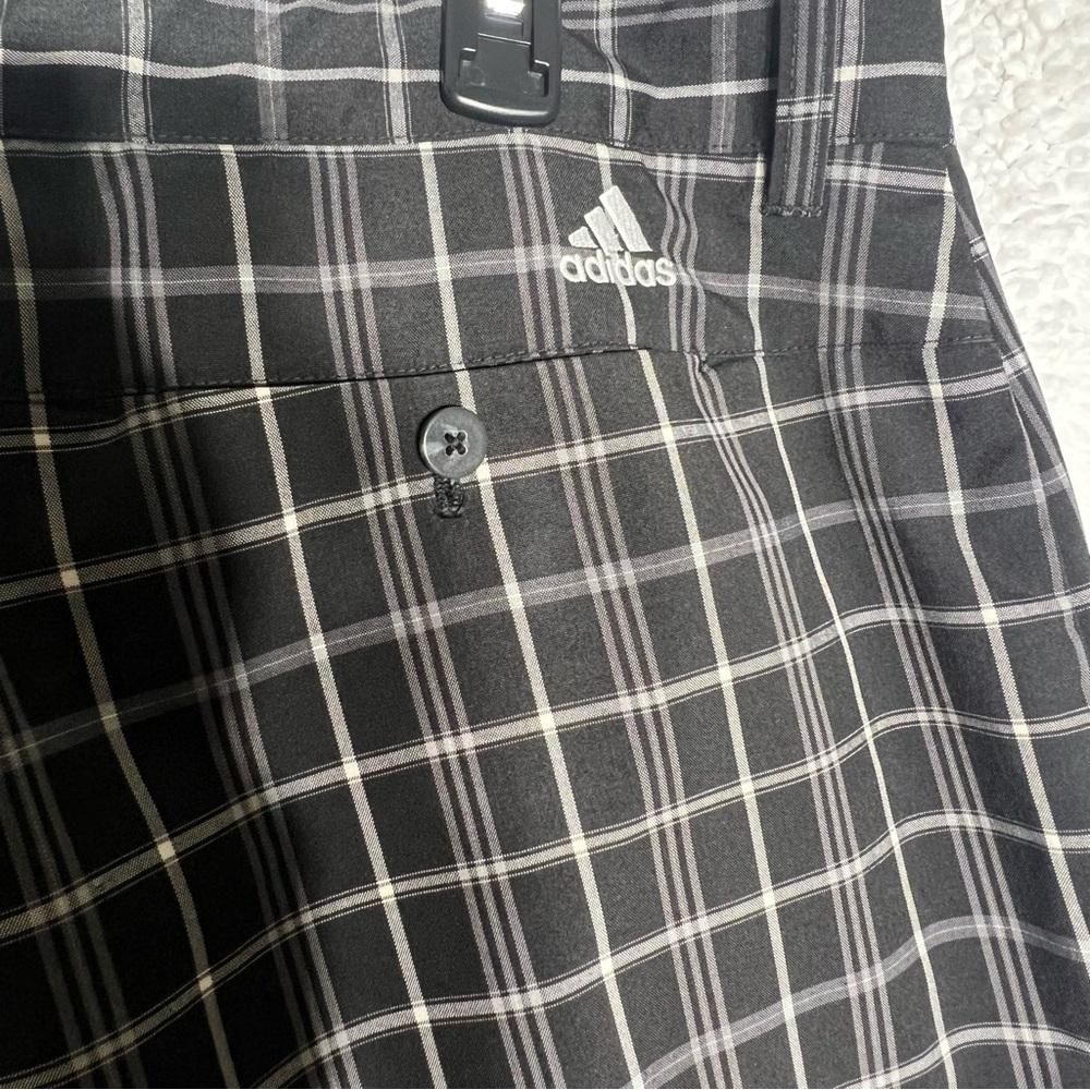 Adidas Golf Shorts Mens Size 38 Black Plaid Flat Front Golf/Chino Shorts - Picture 3 of 10